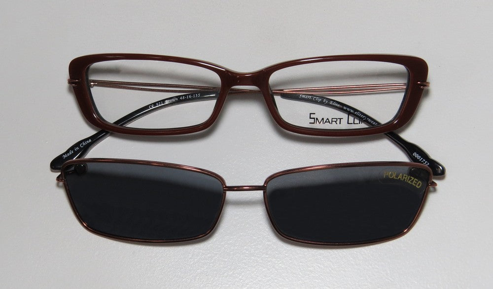 SmartClip 921 Cat Eye Eyeglass Frame/Eyewear With Polarized Clip-On Lenses