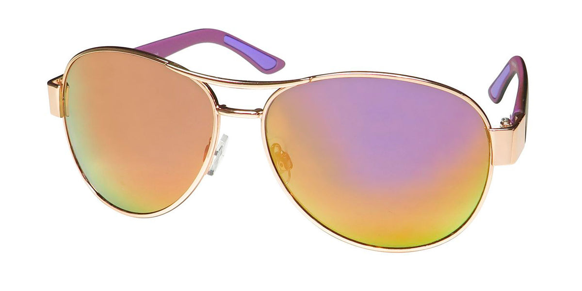 Adrienne Vittadini Gold Frame Aviator Sunglasses with Purple Mirrored Lenses Adrienne Vittadini Aviator Sunglasses Gold Frame Smoke  main image 4
