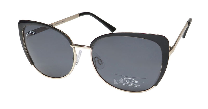 Oscar by Oscar de la Renta Fashion Cat Eye Sunglasses Black Gold OSCAR by Oscar de la Renta Women main image 4